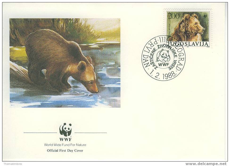 W0462 Ours Ursus Arctos Yougoslavie 1988 FDC Premier Jour WWF - Ours