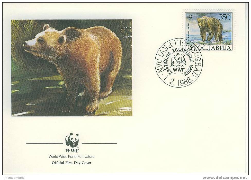 W0463 Ours Ursus Arctos Yougoslavie 1988 FDC Premier Jour WWF - Ours