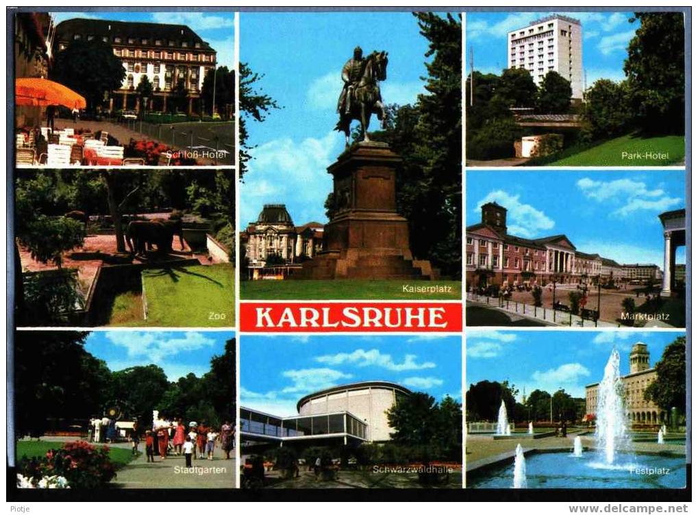 * Karlsruhe (Baden - Württemberg) * Kaiserplatz, Schoss Hotel, Zoo, Stadtgarten, Schwarzwaldhalle, Festplatz, Marktplatz - Karlsruhe
