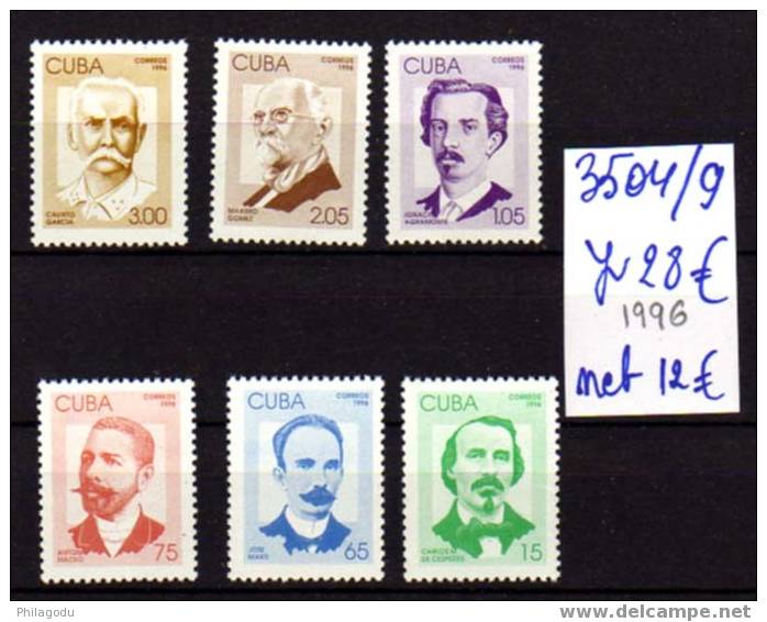 Cuba 1996,  Patriotes Cubains, N° Yv.   3504 / 09** - Ungebraucht