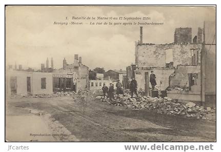 55 - REVIGNY - Bataille De La Marne (6 Au 12 Septembre 1914) - La Rue De La Gare Après Le Bombardement - Revigny Sur Ornain