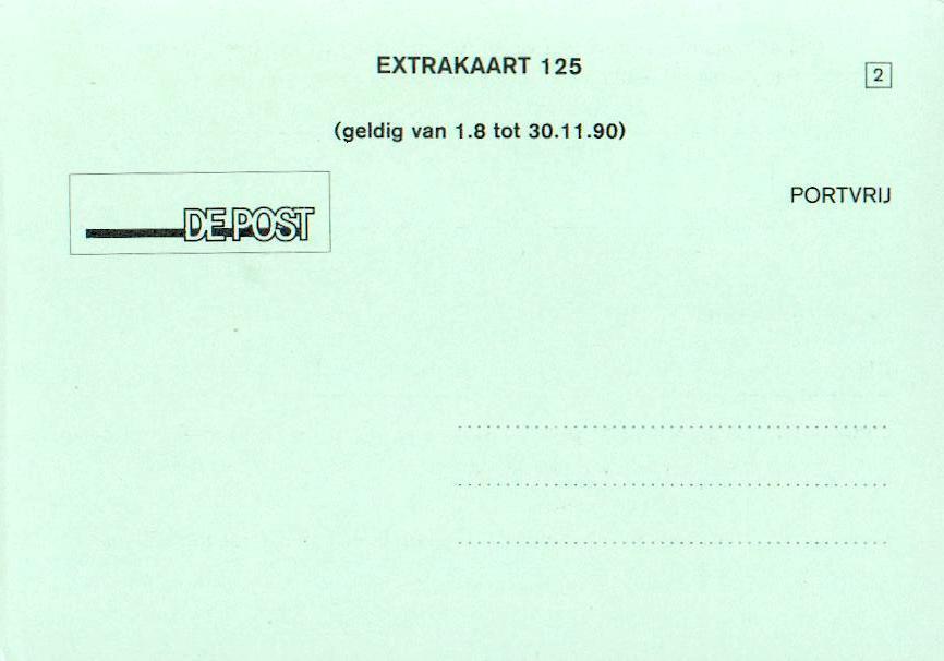 0204 - Carte Postale - Extrakaart Geldig Van 1.8 Tot 30.11.90 - Autres & Non Classés