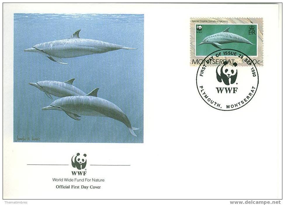 W0601 Dauphin Stenella Longirostris Montserrat 1990 FDC WWF - Dauphins