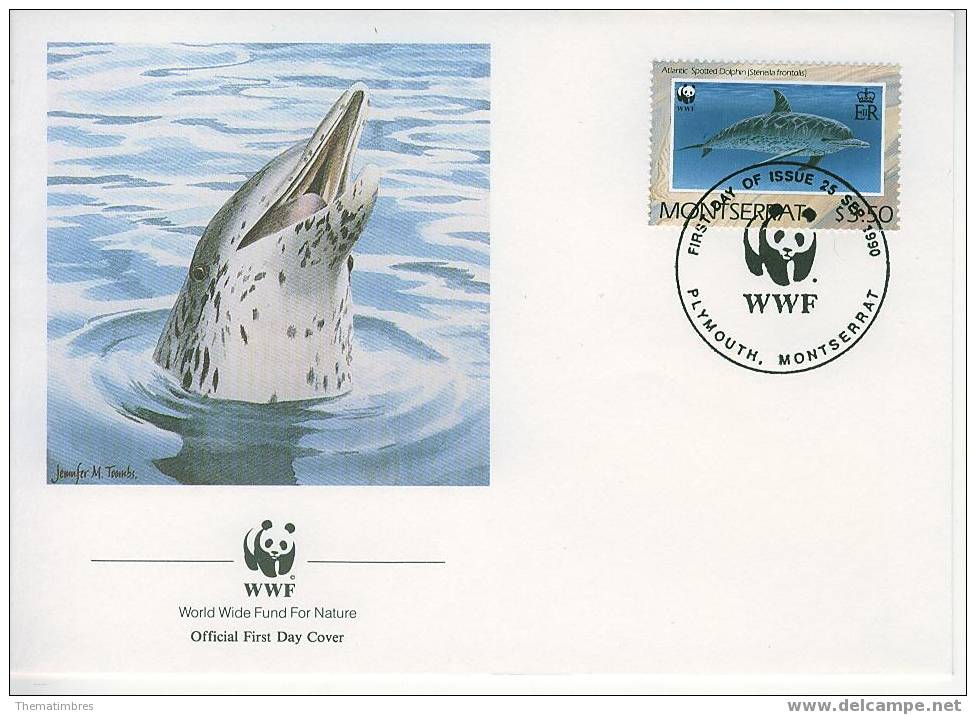 W0604 Dauphin Stenella Frontalis Montserrat 1990 FDC WWF - Delfine