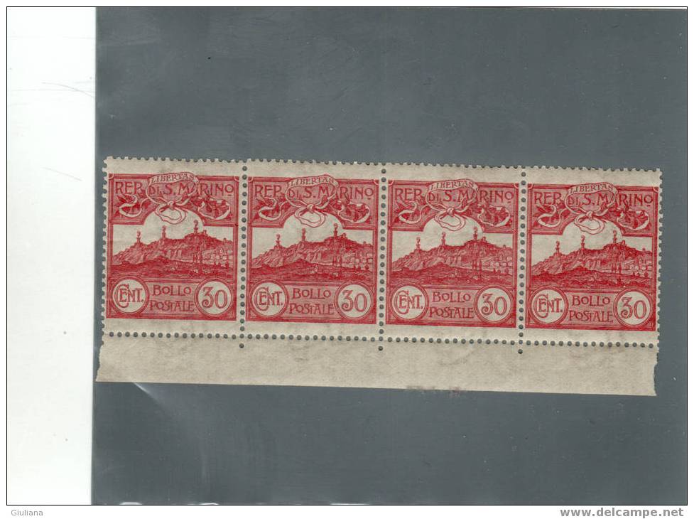 Rep. San Marino - N. 39** In Blocco Di 4v.  (Sassone)  1903 - Unused Stamps