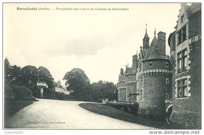 72 - SARTHE - BONNETABLE - CHATEAU - PERSPECTIVE Des 4 TOURS - TRES BEAU PLAN - Edit. J. BOUVERET - Bonnetable