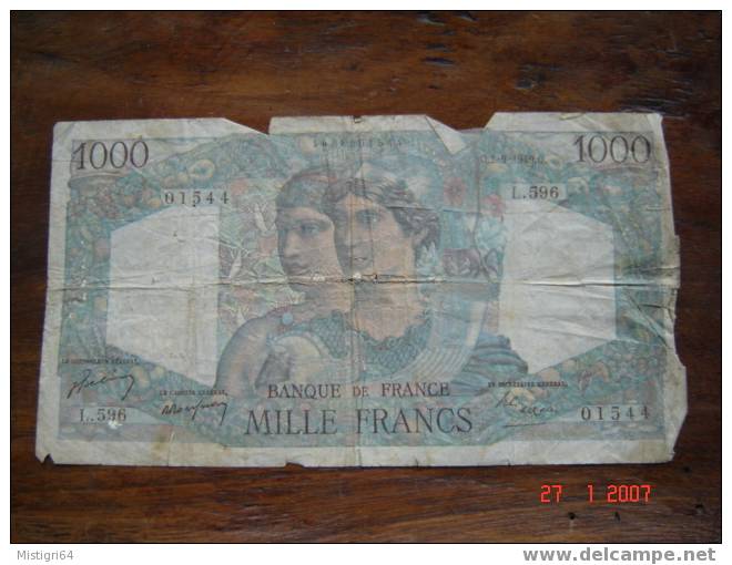 1000 FRANCS 1949 - 1 000 F 1945-1950 ''Minerve Et Hercule''