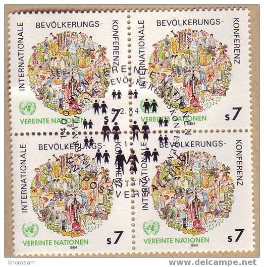 NU - Vienne - Bloc De 4 Timbres N°38 Conférence Population - 1ier Jour - Altri & Non Classificati