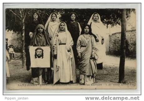 87 ST JUNIEN * Les Saintes Femmes Suivant  N. S Au Calvaire "au Grand Livre" **Belle Carte Animée, Timbrée En 1950 - Saint Junien