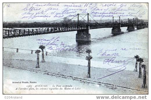 Ancenis - Le Pont Suspendu - A L'arrière Plan,les Coteaux Vignobles Du Maine Et Loire - Ancenis