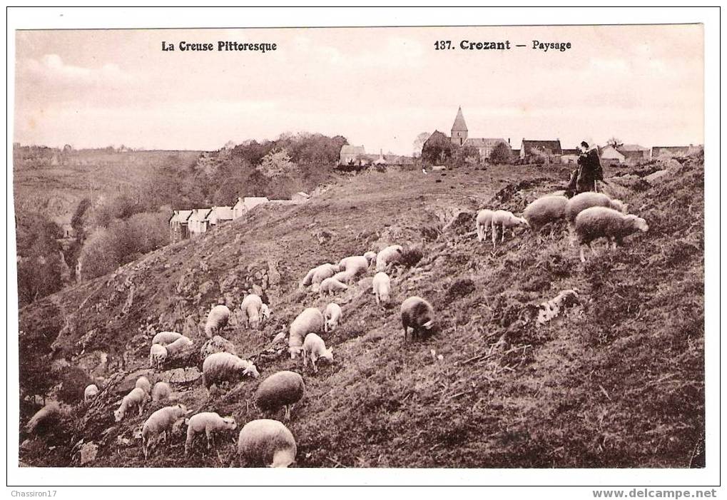 23 - CROZANT - Paysage  (1er Plan, Bergère Gardant Ses Moutons) - Crozant