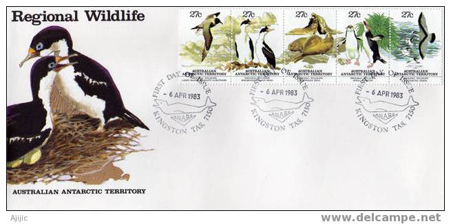 Faune Antarctique. AAT. Yvert 55/59. Oblit. Baleine De Kingston. Ile De Tasmanie - Covers & Documents