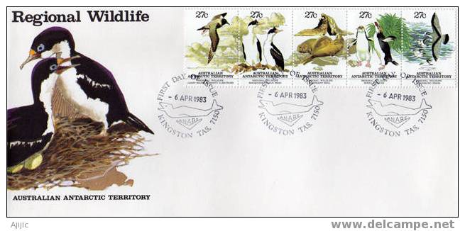 Faune Antarctique. AAT. Yvert 55/59. Oblit. Baleine De Kingston. Ile De Tasmanie - Briefe U. Dokumente