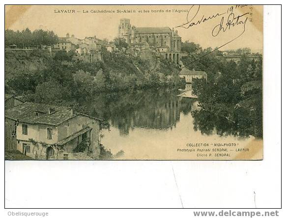 81 LAVAUR CATHEDRALE ST ALAIN ET BORDS DE L AGOUT COL MIDI PHOTO 1906 - Lavaur