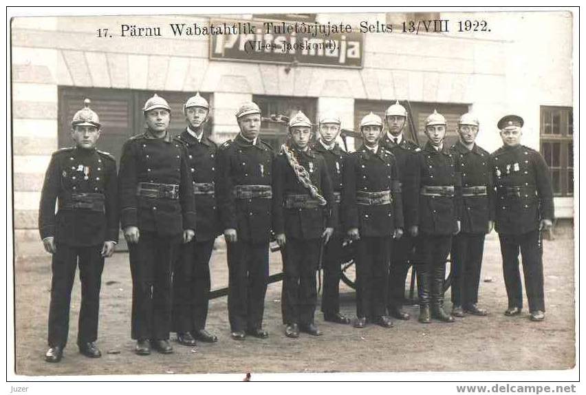 Estonia, Parnu: Firemen, Fire-Brigade. Vintage Postcard - Sapeurs-Pompiers