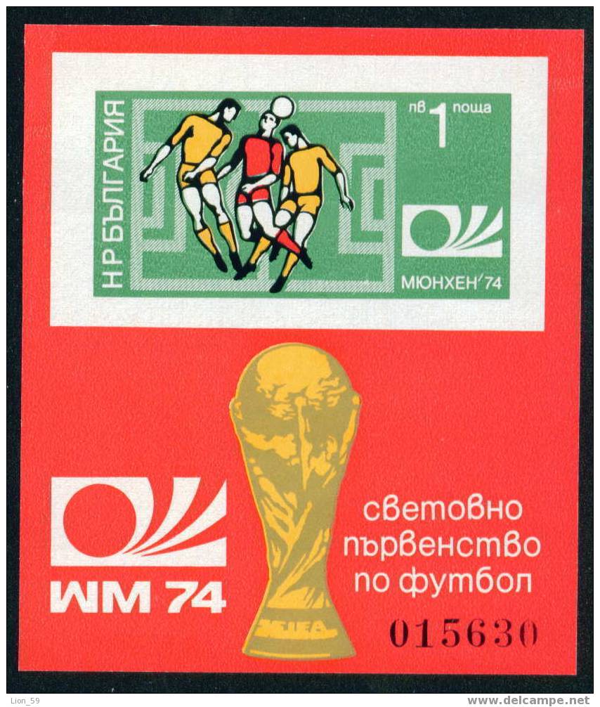2400 Bulgaria 1974 Football BLOCK Imperf ** MNH / STADIUM / Fussball-Weltmeisterschaft, Deutschland 1974. - 1974 – Westdeutschland