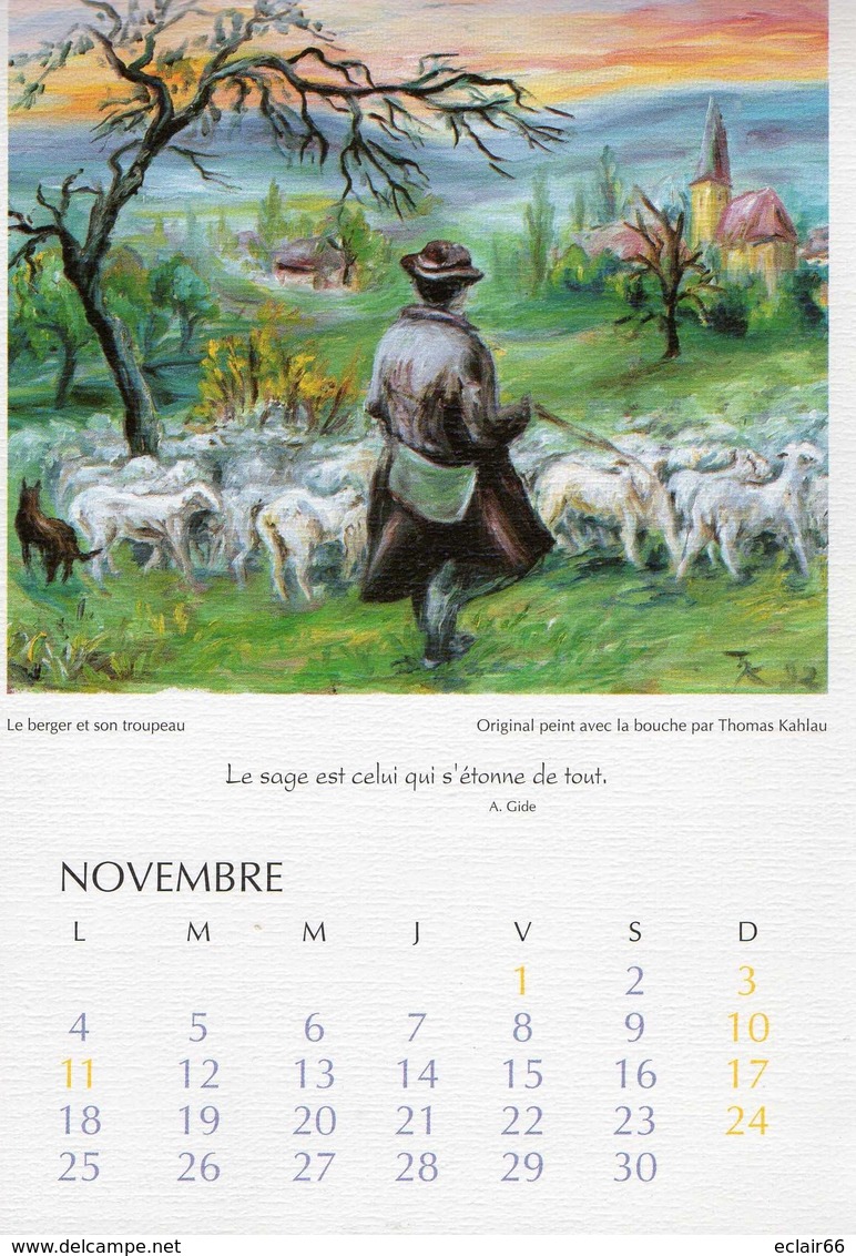 (Calendrier) ARNULF 12 Reproductions D'oeuvres Originales D'artistes Peignant Avec La Bouche Et Avec Le Pied 1996 - Grand Format : 1991-00