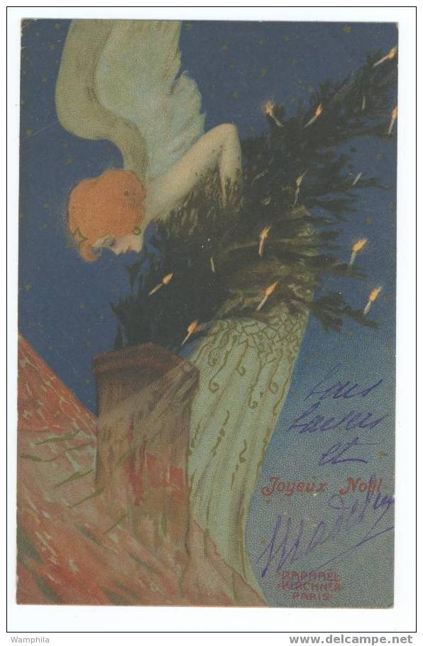Kirchner Raphael Joyeux Noël, Carte Voyagée En 1904 - Kirchner, Raphael