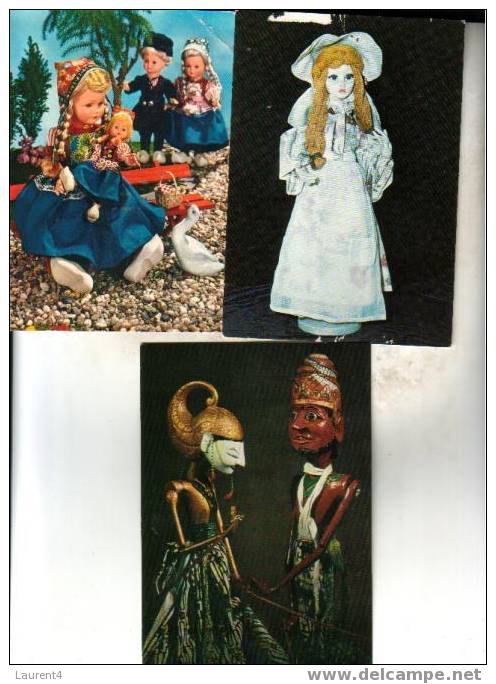 3 Dolls Postcard + 1 Cover - 3 Carte De Poupee + Enveloppe - Games & Toys