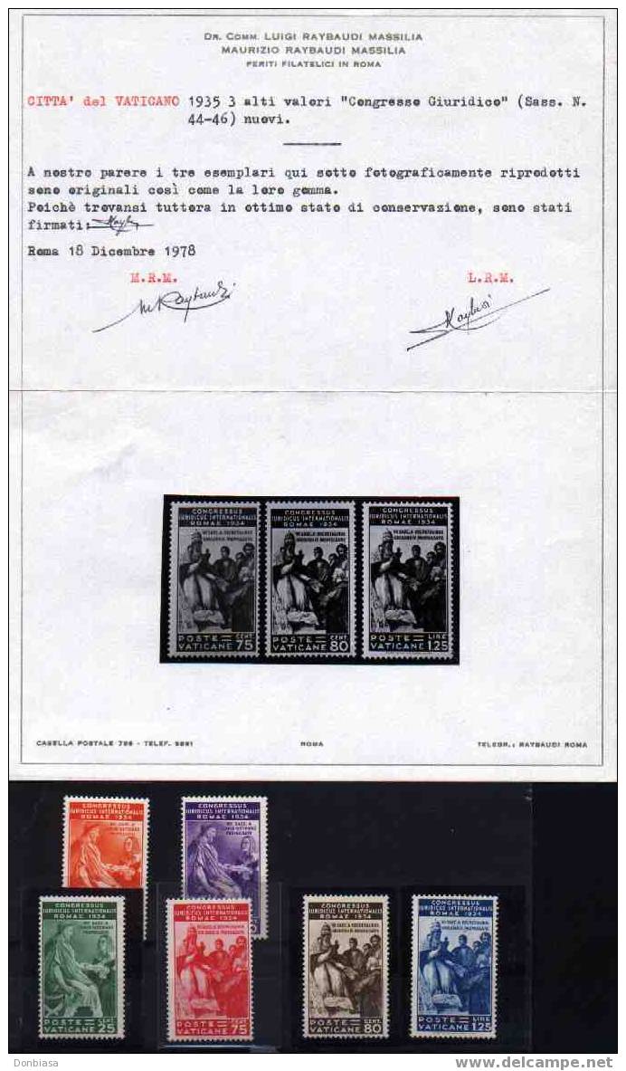 1935 Congresso Giuridico NUOVO Con Cert. Fotografico Raybaudi - Unused Stamps