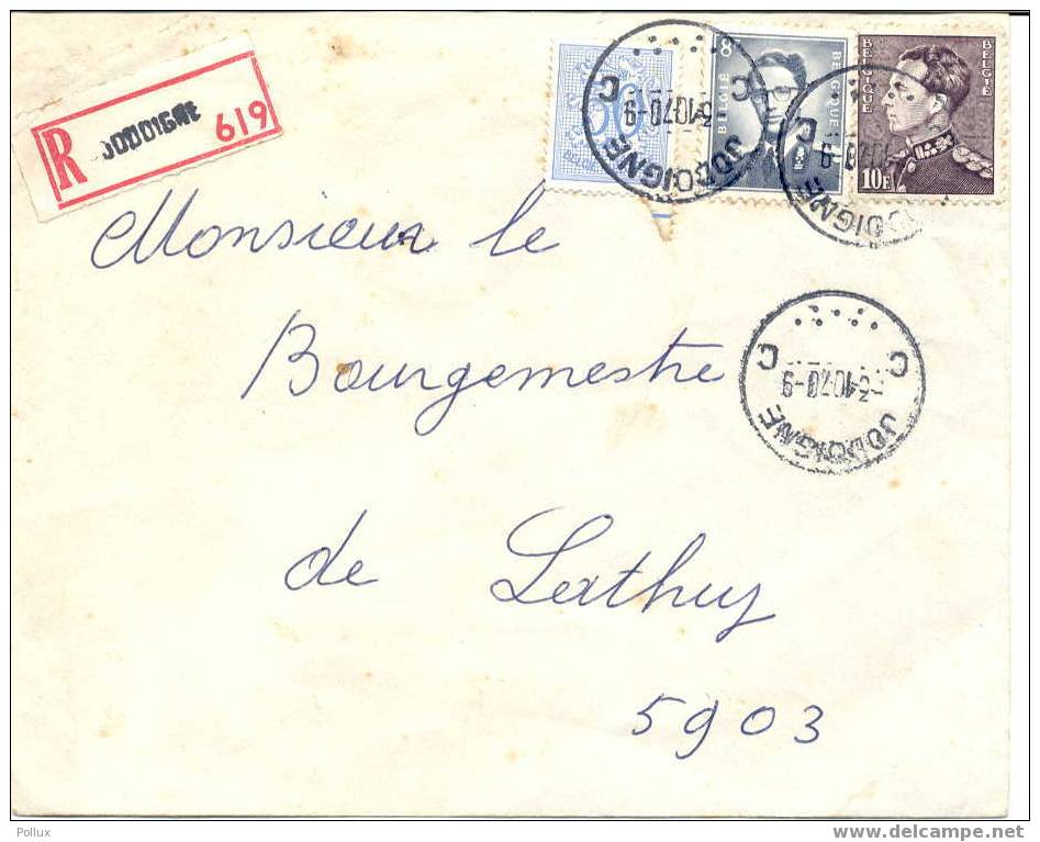 COB 434 B  Sur Lettre Recommandée De JODOIGNE  (619) Vers LATHUY - 1936-51 Poortman