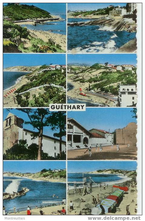 GUETHARY, Carte Multivues Colorisée La Plage Le Casino L'église Le Fronton N° 708 - Guethary