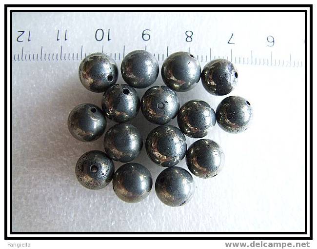 Lot De 5 Perles En Véritable Pyrite Environ 8mm - Parels