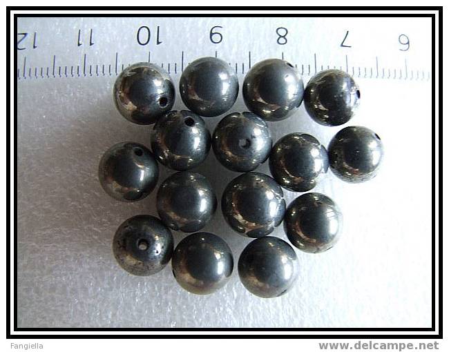 Lot De 5 Perles En Véritable Pyrite Environ 8mm - Parels