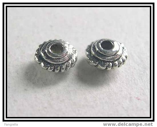 Lot De 10 Perles Intercalaires En Argent Du Tibet Environ 5mm - Perlas