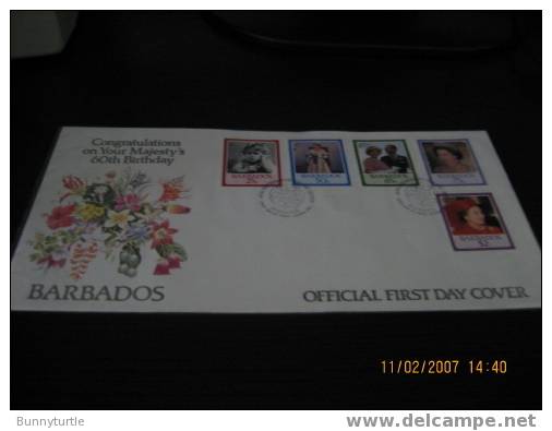 Barbados 1986 Queen Elizabeth II 60th Birthday Omnibus FDC - Barbados (1966-...)