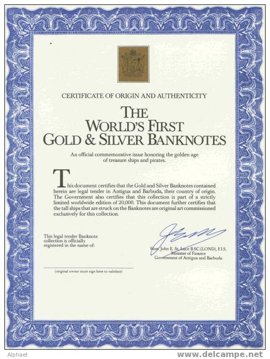 The World´s First Gold & Silver Banknotes - CHARLES GIBBS SCHOONER MARIA - Otros & Sin Clasificación