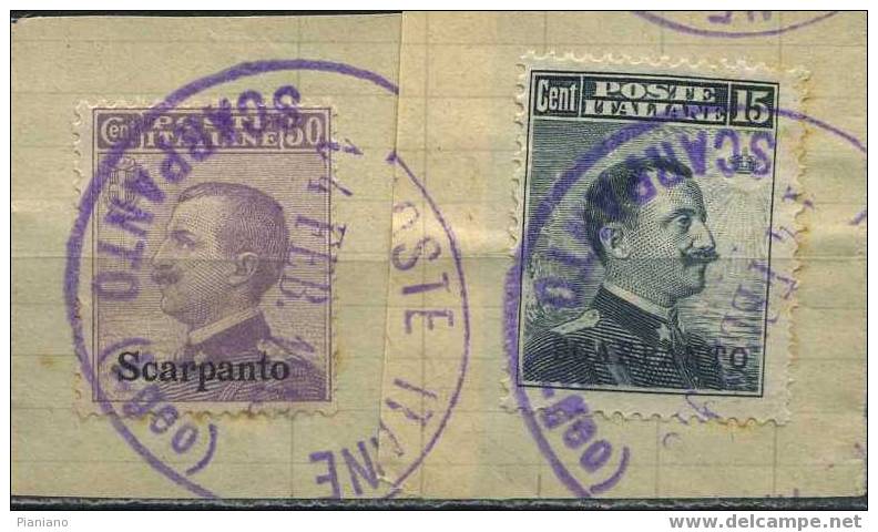 PIA - SCARPANTO - 1912 - Francobolli D´Italia Soprastampati - (Sas 1-7) - Egeo (Scarpanto)