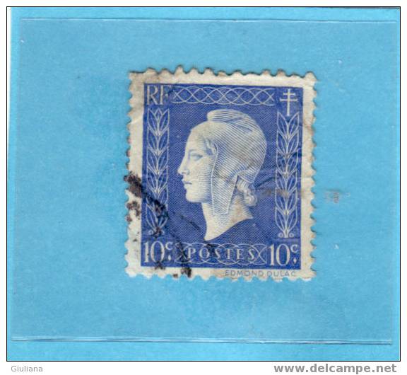 Francia - N. 682 Used (Unificato) 1944-45 10c  Azzurro - Marianna Di Dulac - 1944-45 Marianne De Dulac