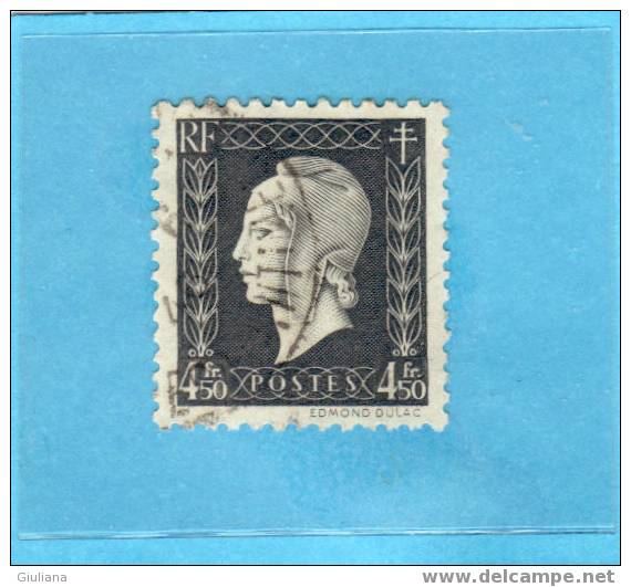 Francia - N. 696 Used     (Unificato) 1944-45   4,50f   Grigio     - Marianna Di Dulac - 1944-45 Marianne (Dulac)