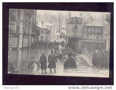 011495 Villeneuve Saint Geoges Janvier 1910 Inondations Passerelles A.de L'hôtel De Ville Voir état - Villeneuve Saint Georges