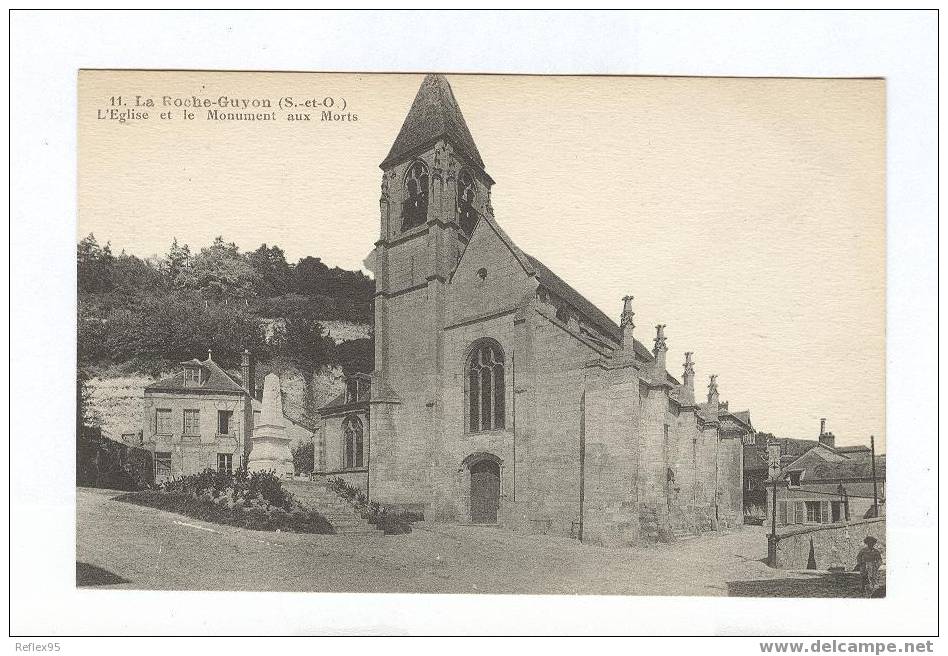 LA ROCHE-GUYON - L'Eglise Et Le Monument Aux Morts - La Roche Guyon