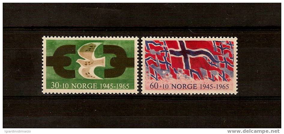 NORVEGIA - 1965 - 2 Valori Nuovi Stl - Emissione 20° ANNIVERSARIO DELLA LIBERAZIONE - In Ottime Condizioni - DC0456. - Ongebruikt