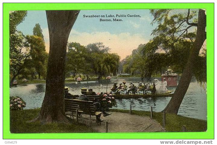 BOSTON, MA - SWANBOAT ON LAKE, PUBLIC GARDEN - ANIMATED - - Boston