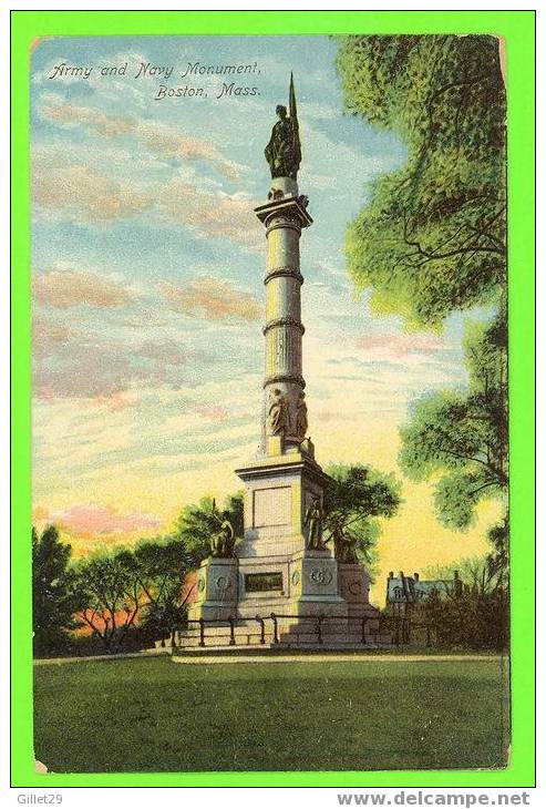 BOSTON, MA - ARMY AND NAVY MONUMENT - ILLUSTRATED POSTAL CARD CO - - Boston