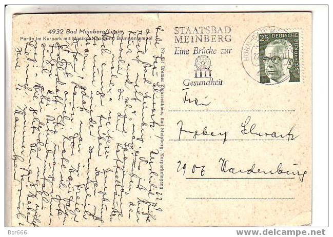 GOOD GERMANY POSTCARD - BAD MEINBERG - Sendet 1974 ( Stamped ) - Detmold