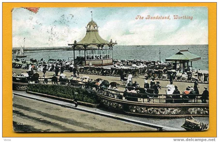 The Bandstand , Worthing. Animed. Franked In 1907 - Worthing