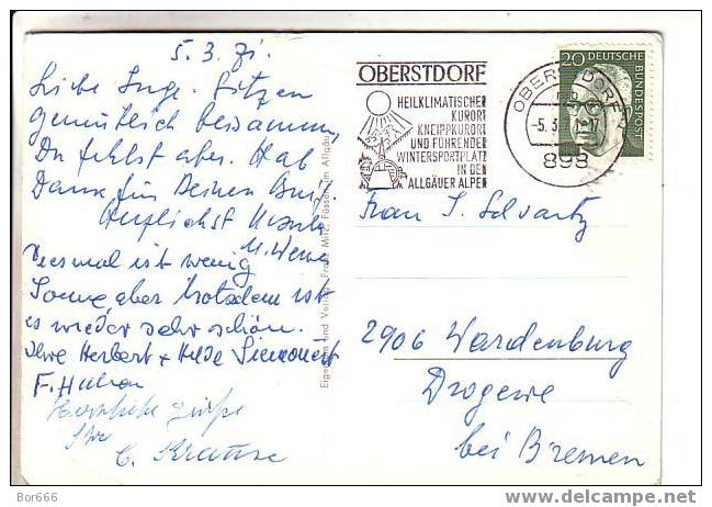 GOOD GERMANY POSTCARD - OBERSTDORF - Sendet 1971 ( Stamped ) - Glueckstadt