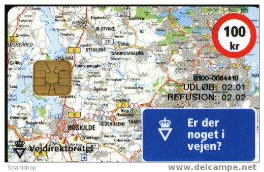 Danmark. Danmont Card. Road Map - Denmark