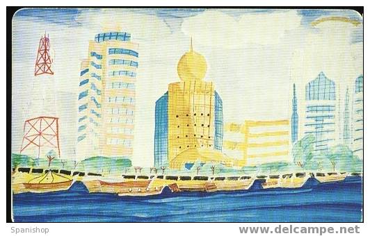 UAE. Ships And Buildings Painting - United Arab Emirates