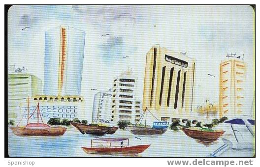 UAE. Ships And Buildings Painting II - United Arab Emirates