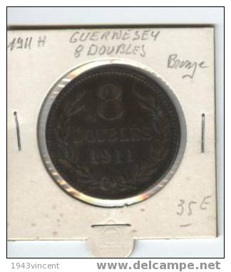 M 24 - 8 DOUBLES 1911 H GUERNESEY - Trés Belle - - Guernsey