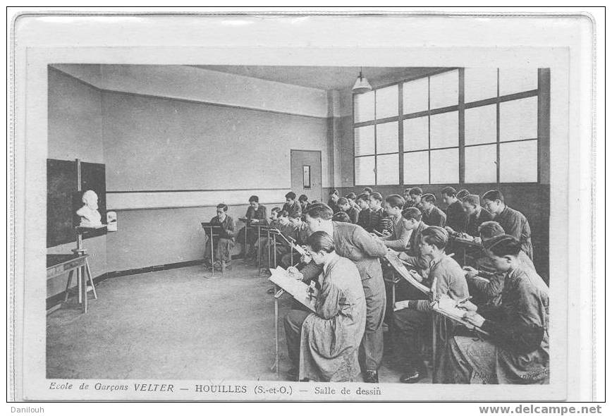 78 // YVELINES / HOUILLES / Ecole De Garçons VELTER / Salle De Dessin, / Photo Chapuis / Animee / Sépia Léger / @+ - Houilles