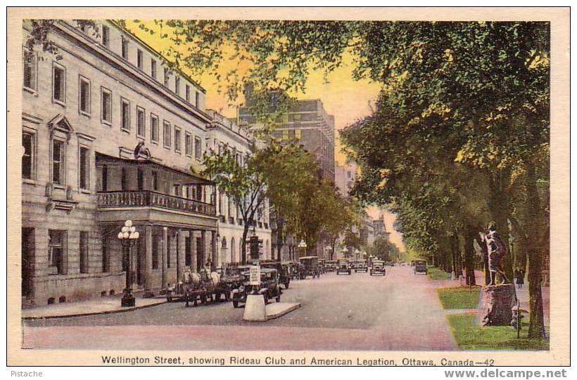 Ottawa Wellington Street Scene Scène De Rue Chevaux Horses 1940 Animée Jamais Utilisée - Ottawa