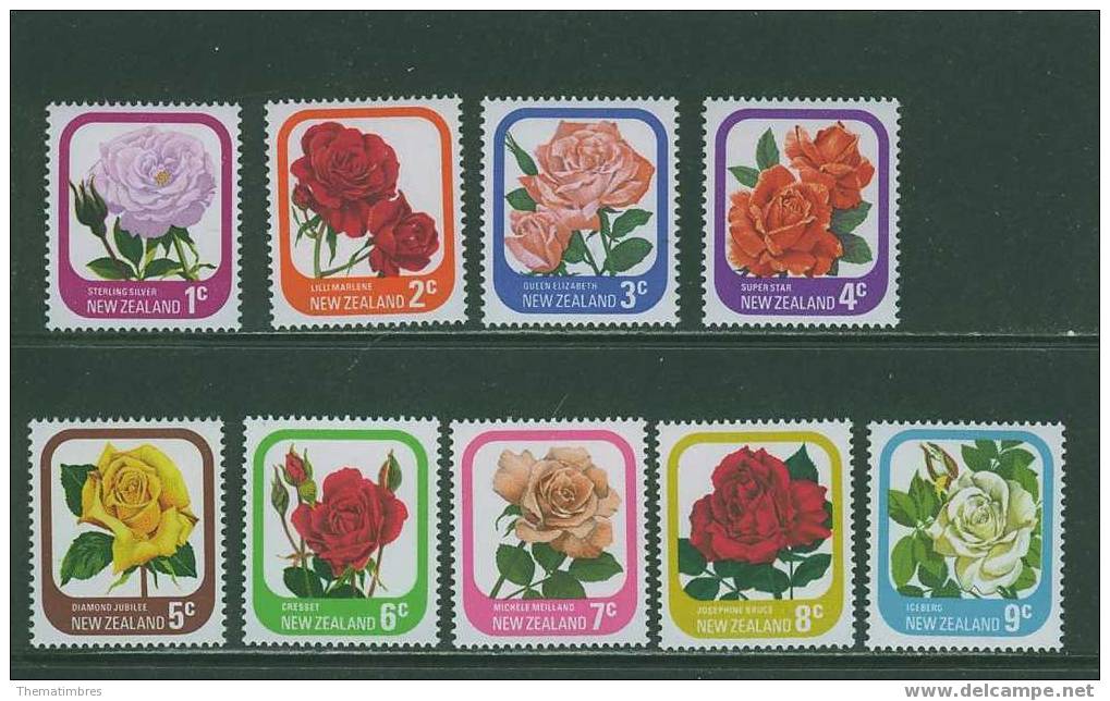 CC0038 Roses 645 à 653 Nouvelle Zelande 1975 Neuf ** - Nuevos