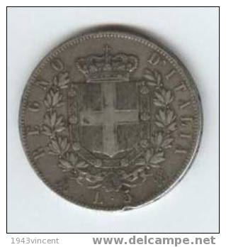 M 53 - 5 LIRE 1874   VICTORIO EMMANUELE  II - - 1861-1878 : Vittoro Emanuele II